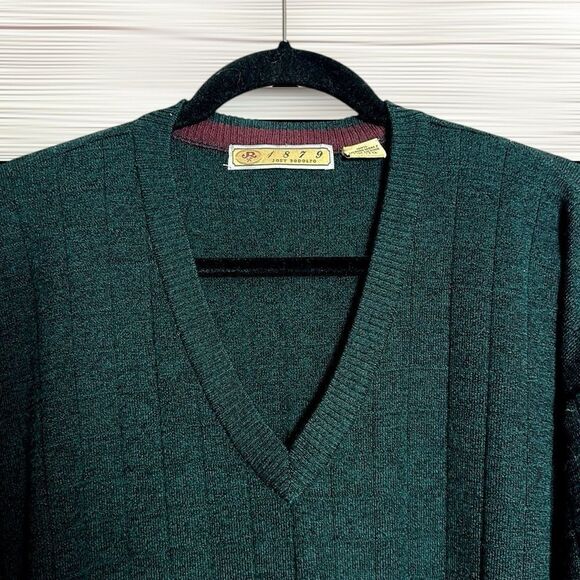 Vintage Joey Rodolfo 1879 Merino Wool Sweater Green V-neck Men’s XL Excellent - Picture 4 of 9